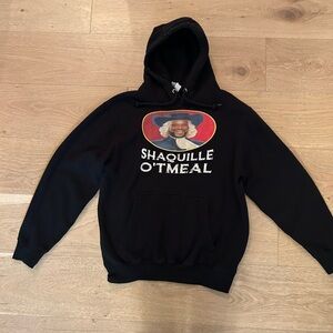 Black Graphic Hoodie with Shaquille O'Tmeal Print